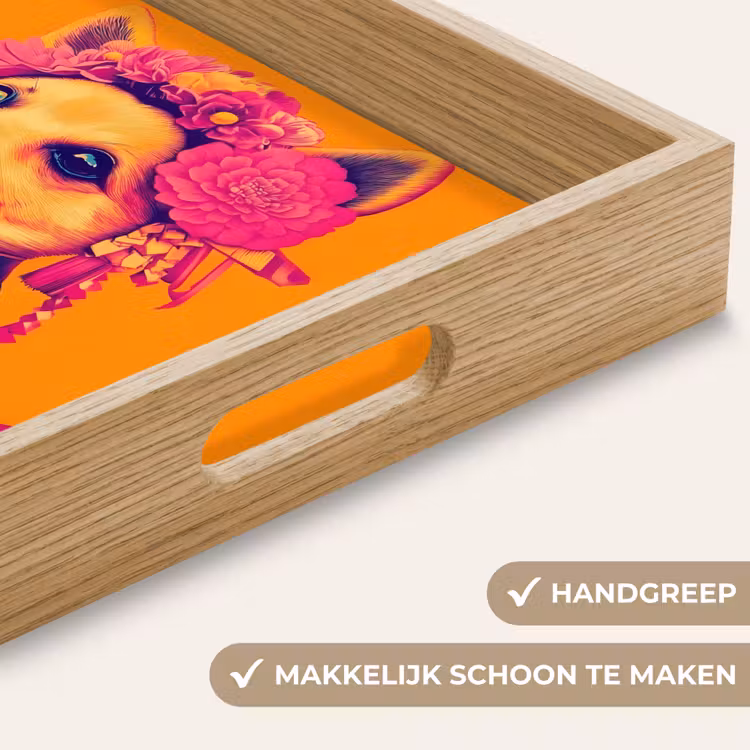 Dienblad - Kimono - Hondje - Bloemenkroon - Oranje — 5