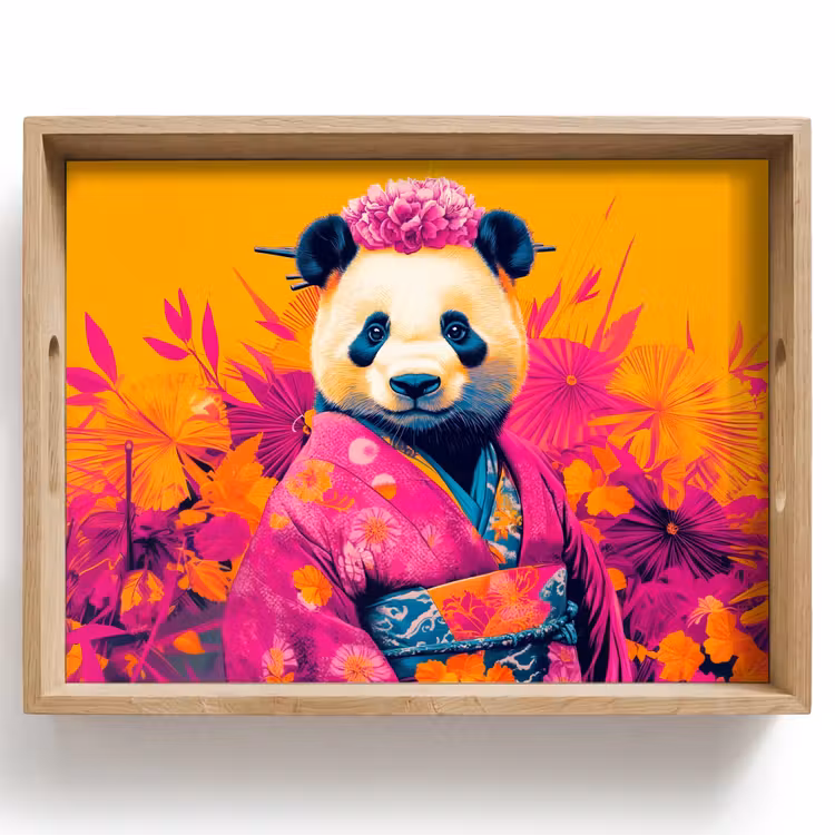 Dienblad - Kimono - Roze - Panda - Bloemenkroon — 1