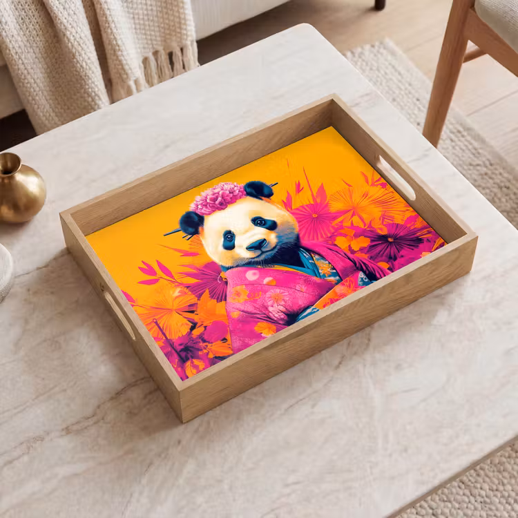 Dienblad - Kimono - Roze - Panda - Bloemenkroon — 2