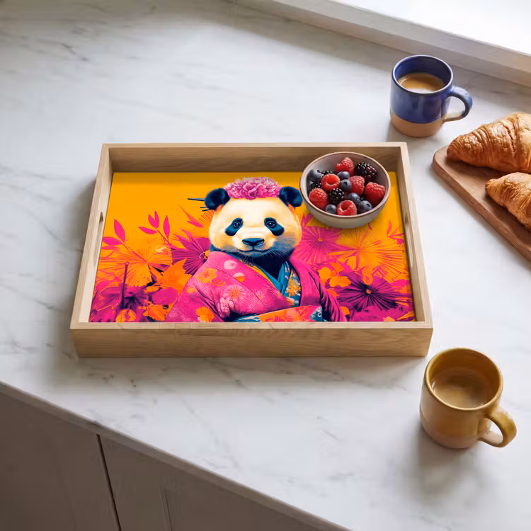 Dienblad - Kimono - Roze - Panda - Bloemenkroon — 4