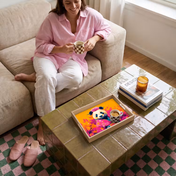 Dienblad - Kimono - Roze - Panda - Bloemenkroon — 6