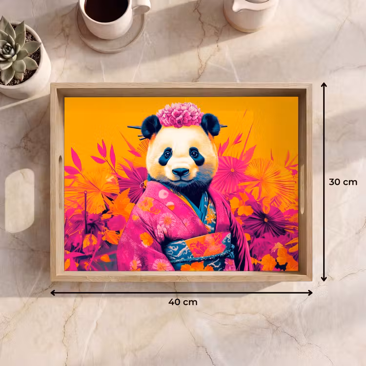 Dienblad - Kimono - Roze - Panda - Bloemenkroon — 9