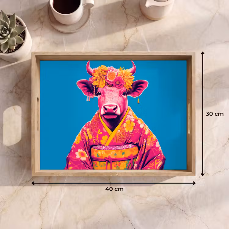 Dienblad - Koe - Bloemenkrans - Oorhangers - Kimono — 9