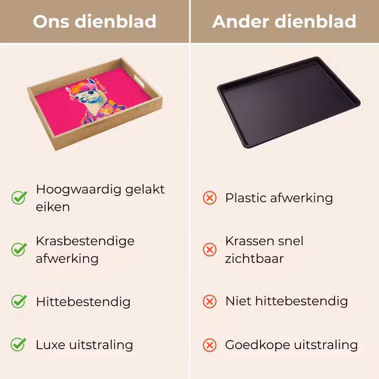 Dienblad - Lama - Kimono - Bloemenkrans - Felroze — 3