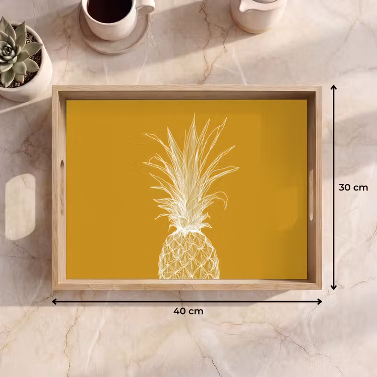 Dienblad - Lijnillustratie - Ananas - Bladkroon - Okergeel — 9