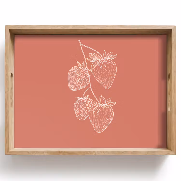Dienblad - Minimalistisch - Illustratie - Aardbei - Tak — 1