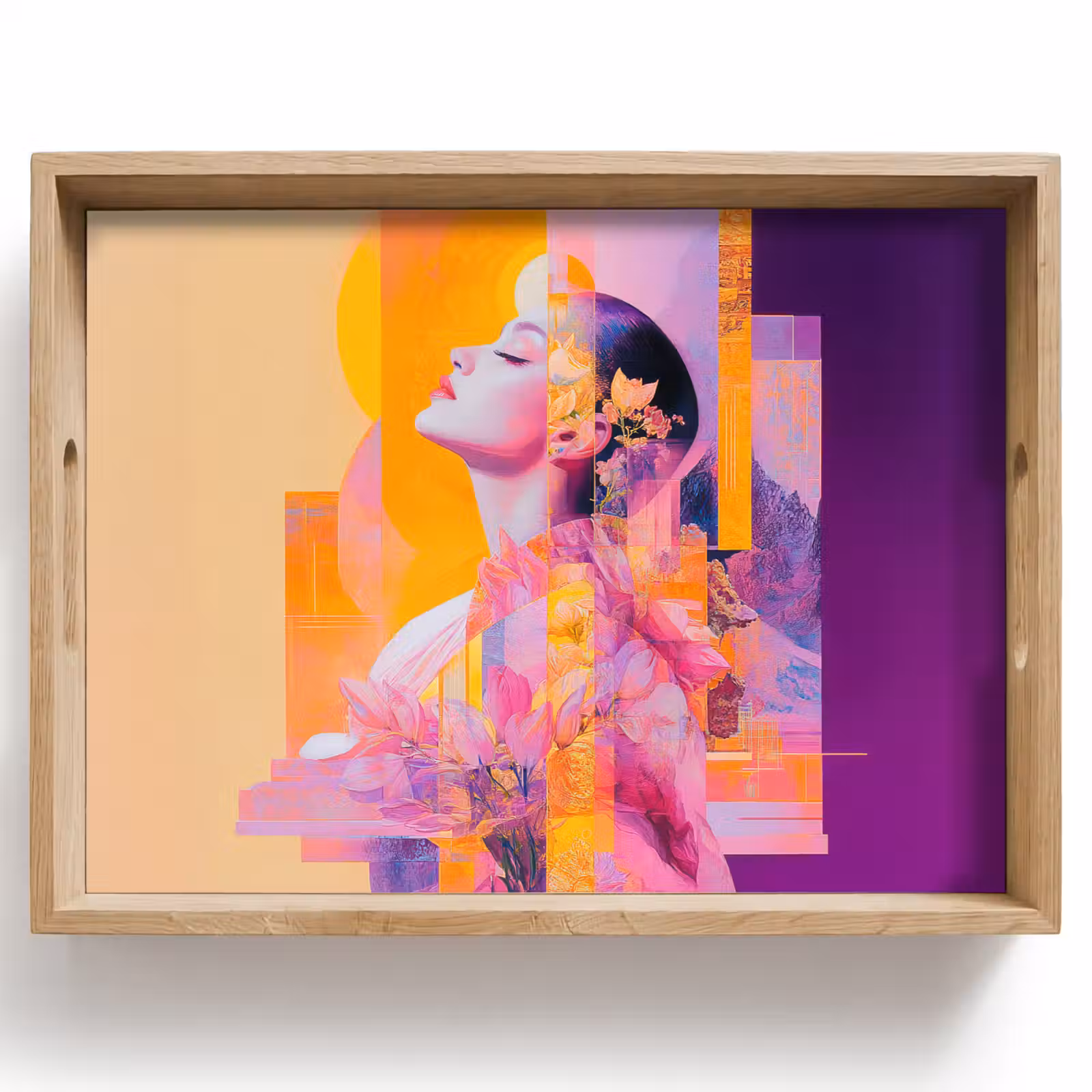 Dienblad - Abstract - Portret - Vrouw - Kleurrijk — 1