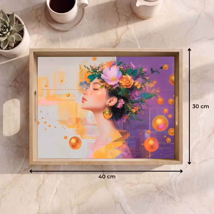 Dienblad - Abstract - Vrouw - Bloemenkroon - Goud — 9