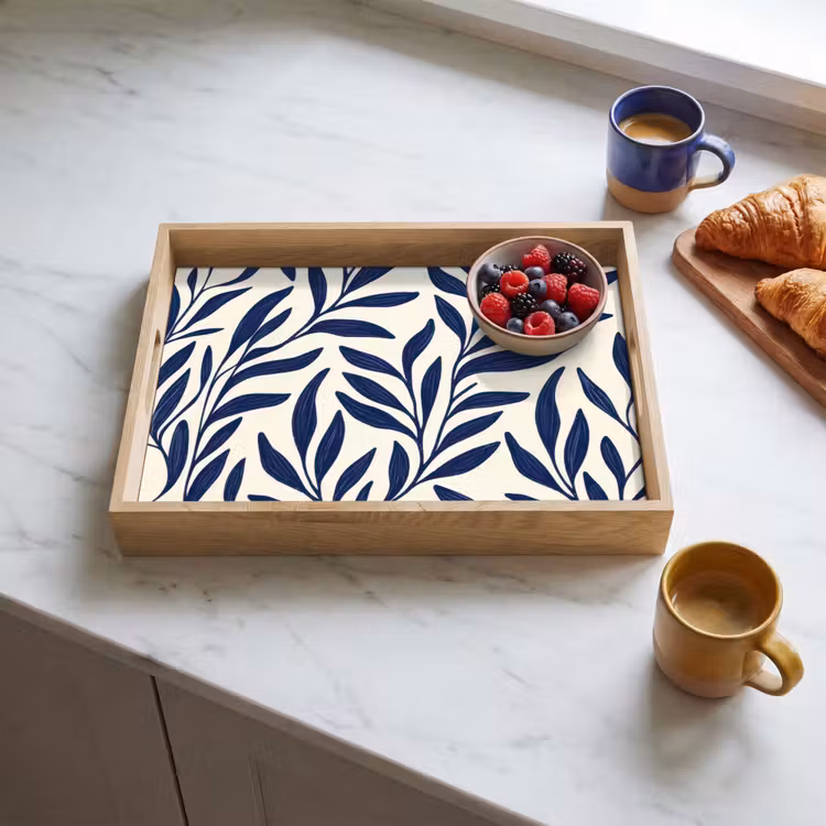 Dienblad - Bladeren - Klimop - Donkerblauw — 4