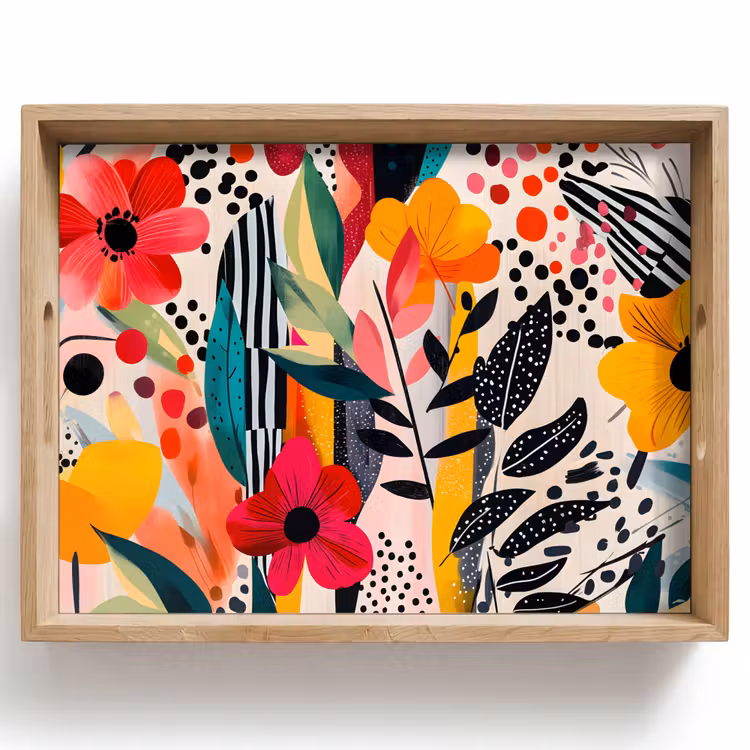 Dienblad - Bloemen - Bladeren - Abstract - Kleurrijk — 1