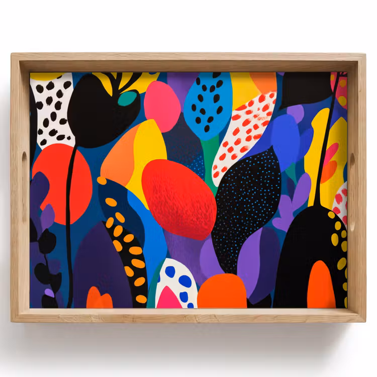 Dienblad - Bloemen - Bladeren - Abstract - Rood — 1