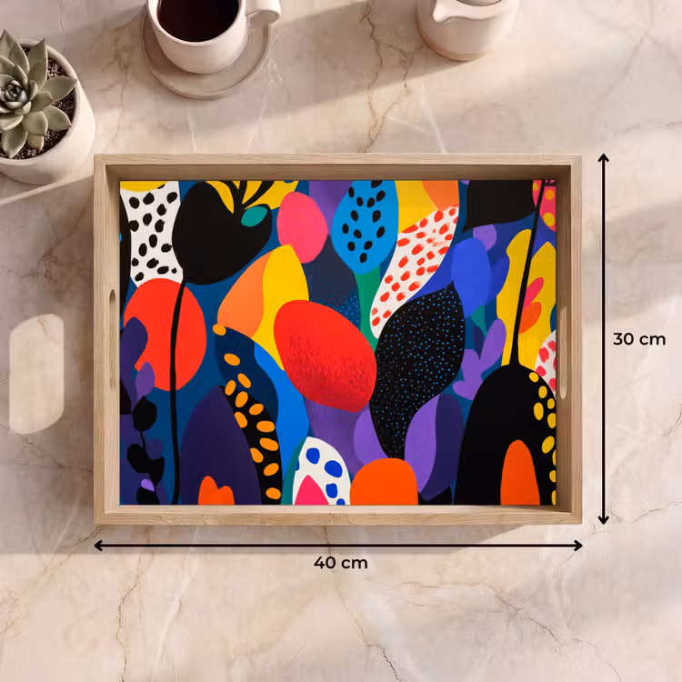 Dienblad - Bloemen - Bladeren - Abstract - Rood — 9