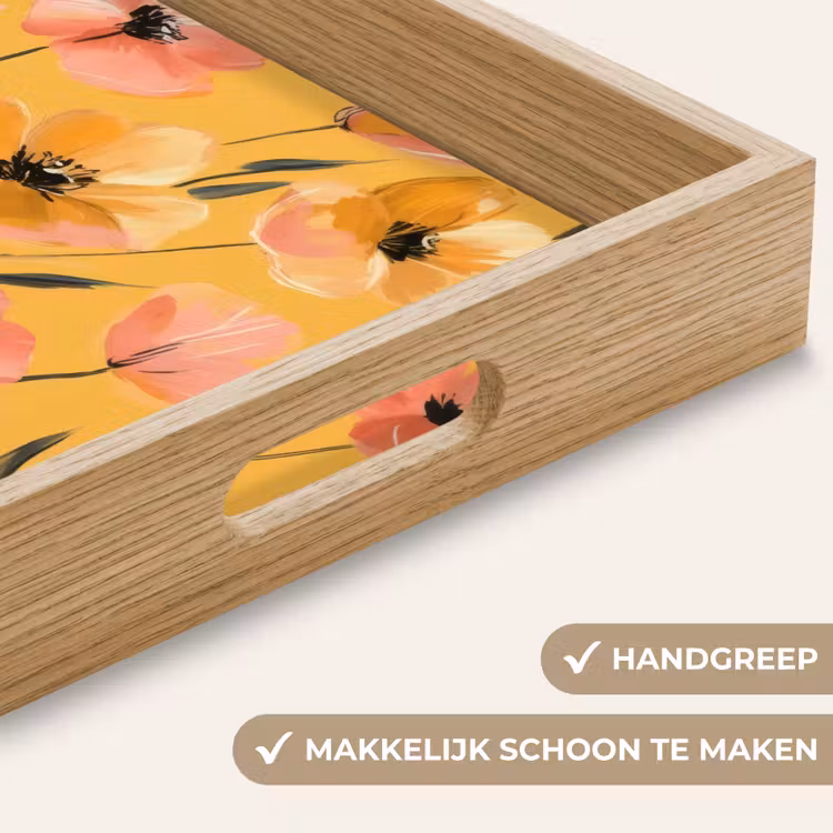 Dienblad - Bloemen - Geschilderd - Geel — 5