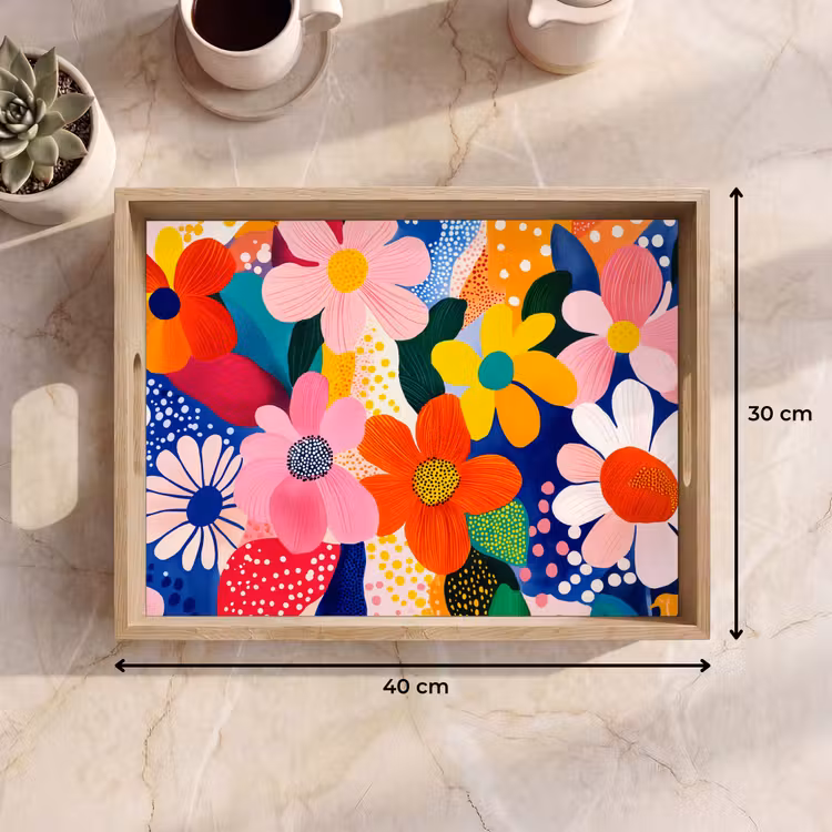 Dienblad - Bloemen - Kleurrijk - Stippen — 9