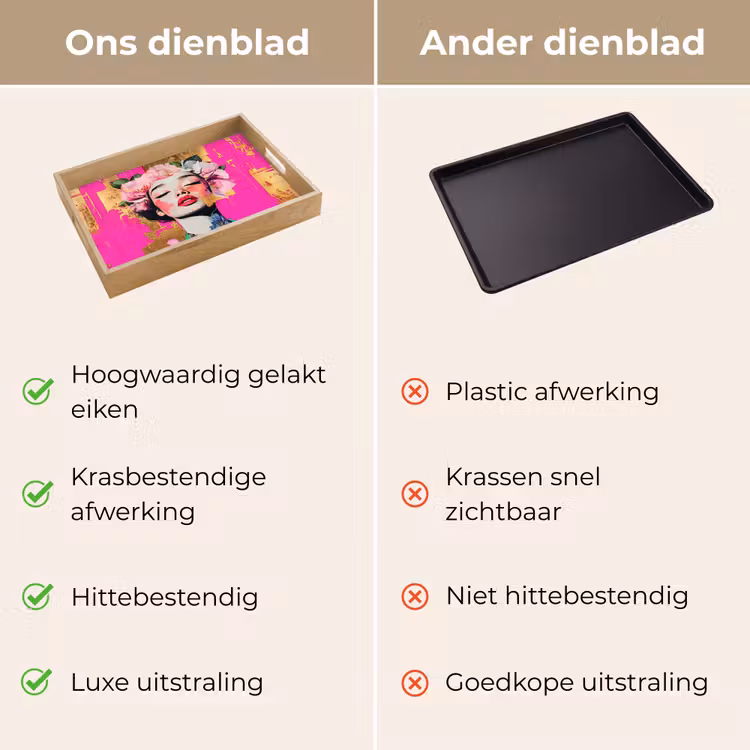 Dienblad - Bloemenkroon - Goud - Vrouw - Portret — 3