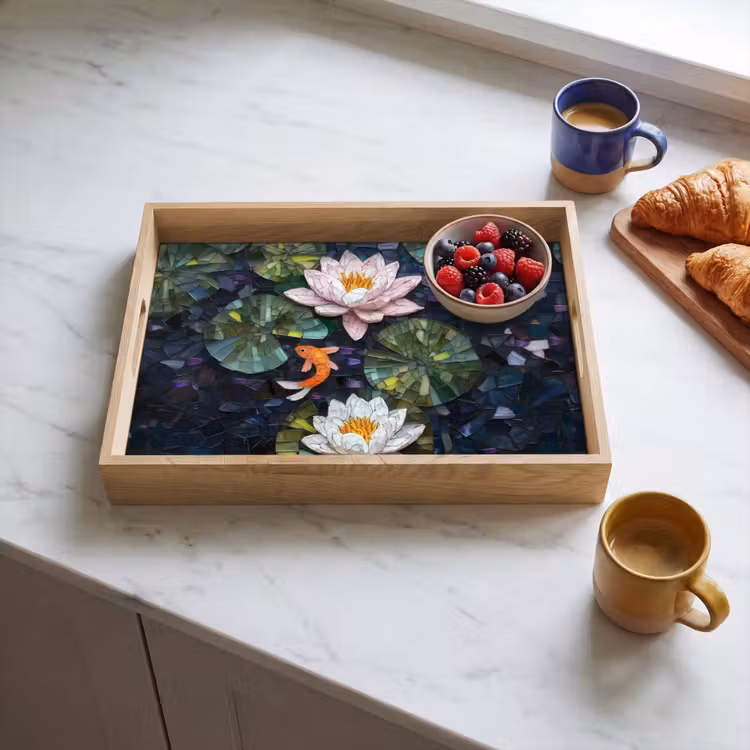 Dienblad - Glasstukjes - Leliebladeren - Vis - Oranje — 4