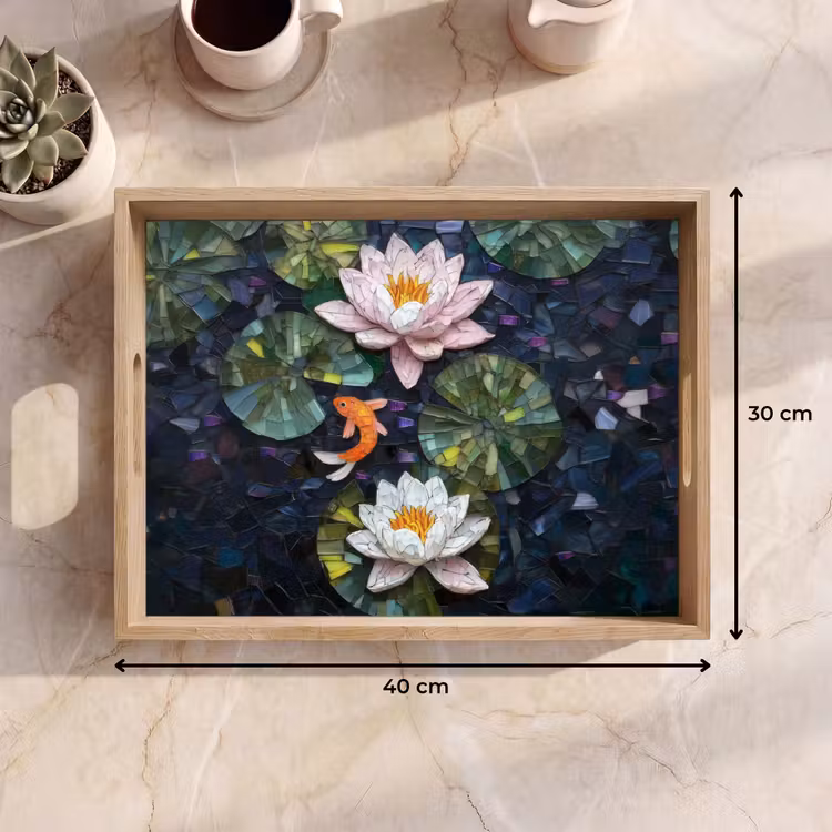 Dienblad - Glasstukjes - Leliebladeren - Vis - Oranje — 9