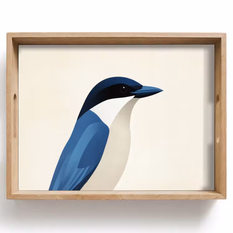 Dienblad - Illustratie - Blauw - Vogel — 1