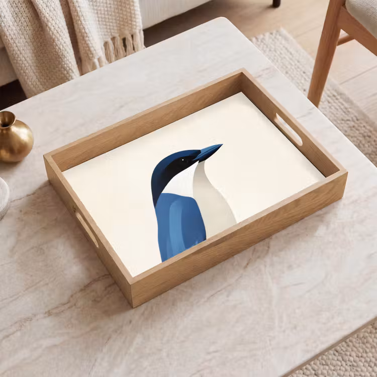 Dienblad - Illustratie - Blauw - Vogel — 2