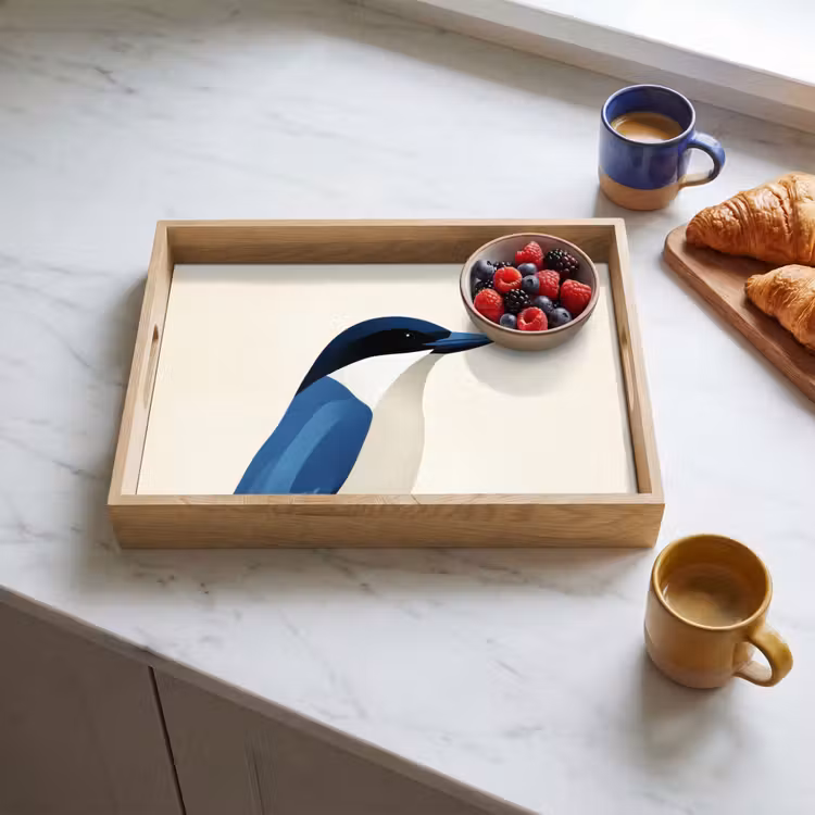 Dienblad - Illustratie - Blauw - Vogel — 4