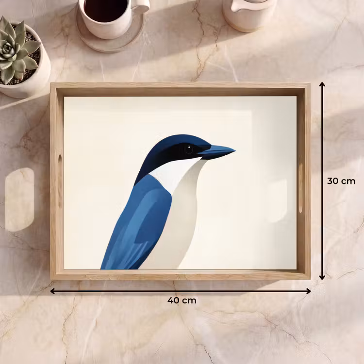 Dienblad - Illustratie - Blauw - Vogel — 9