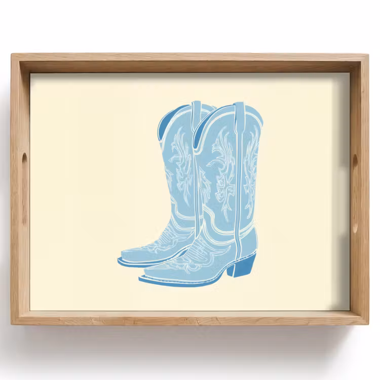 Dienblad - Illustratie - Cowboylaarzen - Patroon — 1