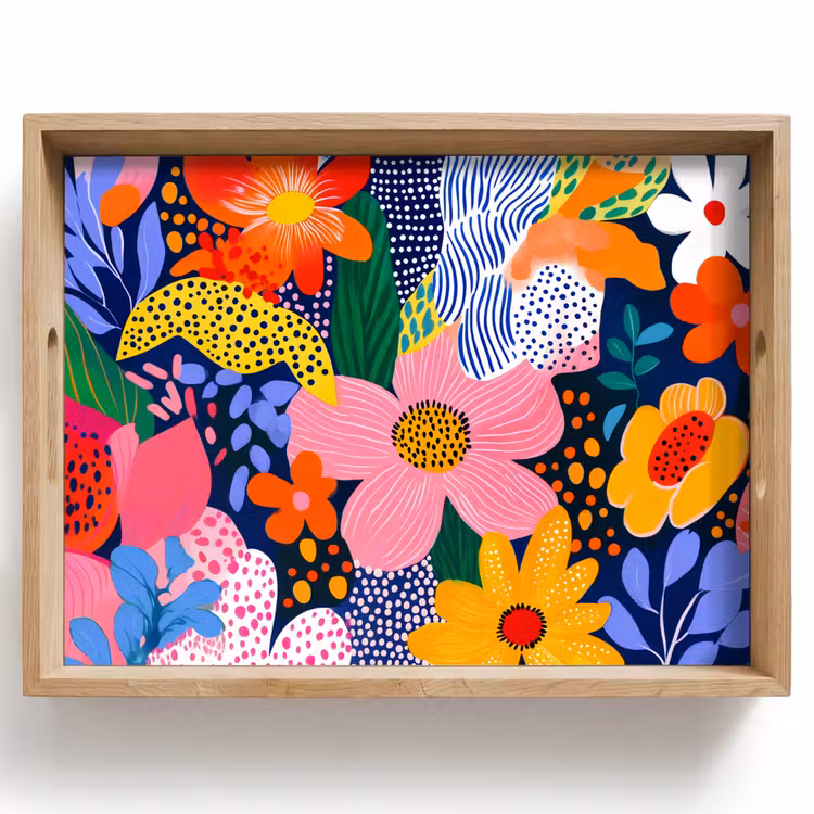 Dienblad - Kleurrijk - Bloemen - Abstract - Stippen — 1