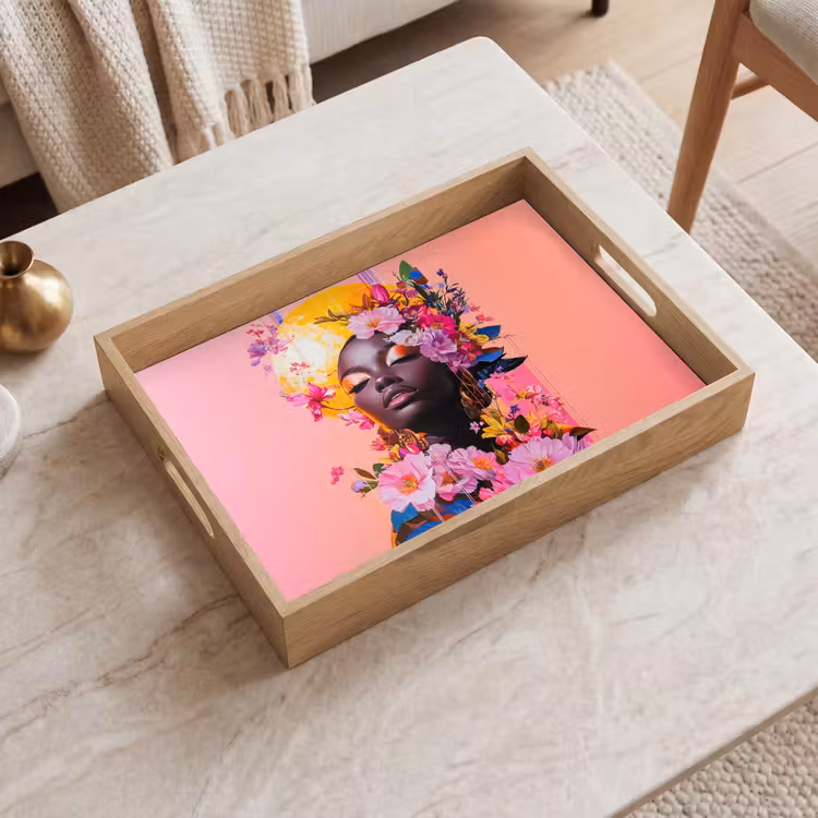 Dienblad - Kleurrijk - Bloemen - Vrouw - Zon — 2