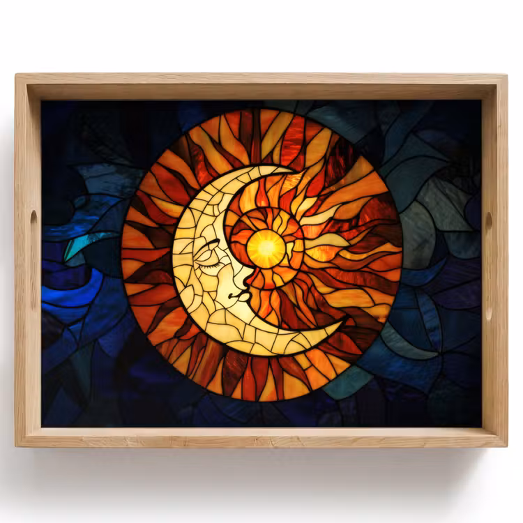 Dienblad - Mozaïek - Glas - Maan - Donkerblauw — 1