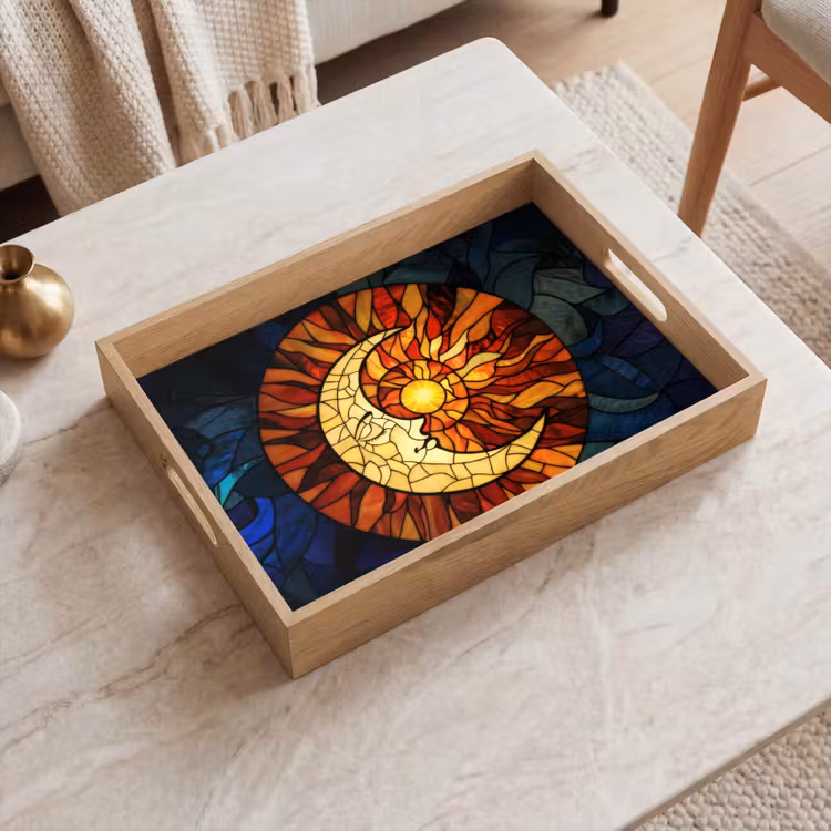 Dienblad - Mozaïek - Glas - Maan - Donkerblauw — 2