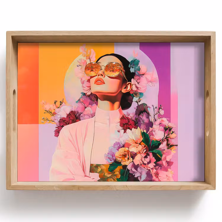 Dienblad - Portret - Vrouw - Abstract - Bloemen — 1