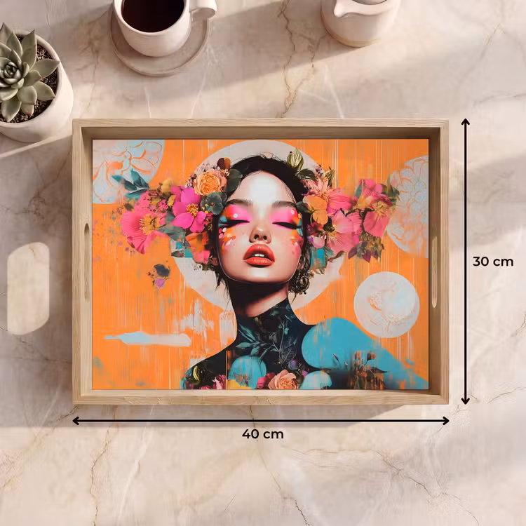 Dienblad - Portret - Vrouw - Abstract - Bloemen — 9