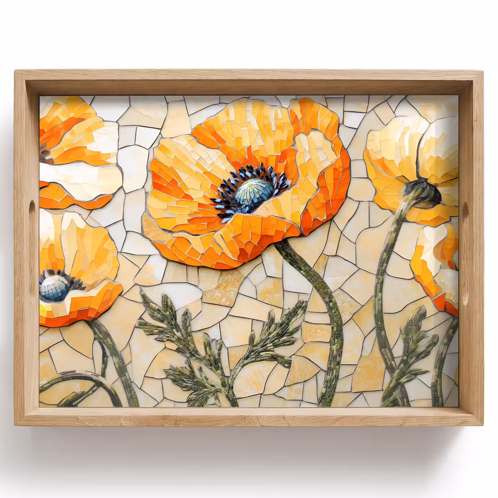Dienblad - Klaprozen - Oranje - Mozaïek - Bladeren — 1