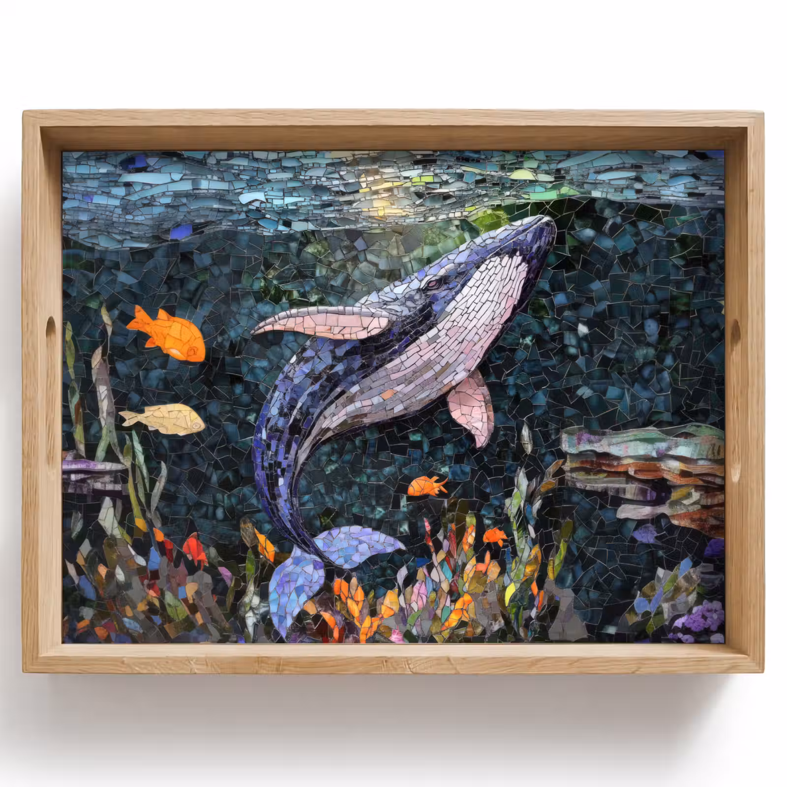 Dienblad - Mozaïek - Walvis - Koraal - Water — 1