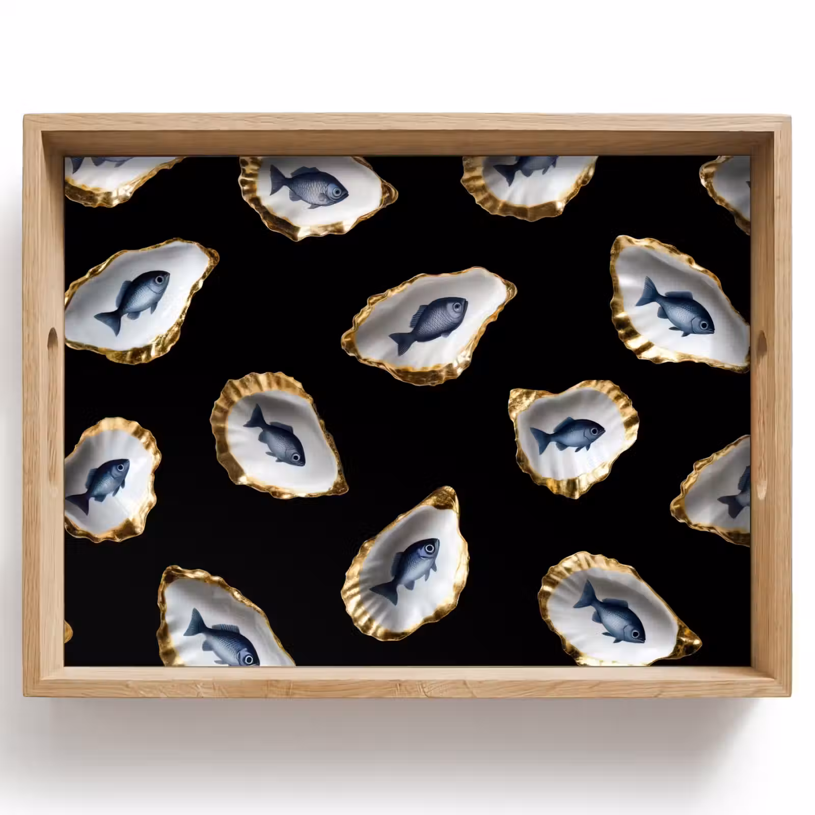 Dienblad - Oesters - Vissen - Blauw - Goud — 1