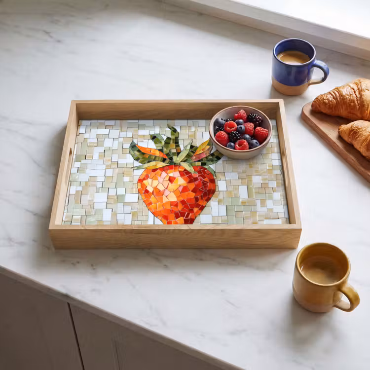 Dienblad - Aardbei - Rood - Mozaïek - Fruit — 4
