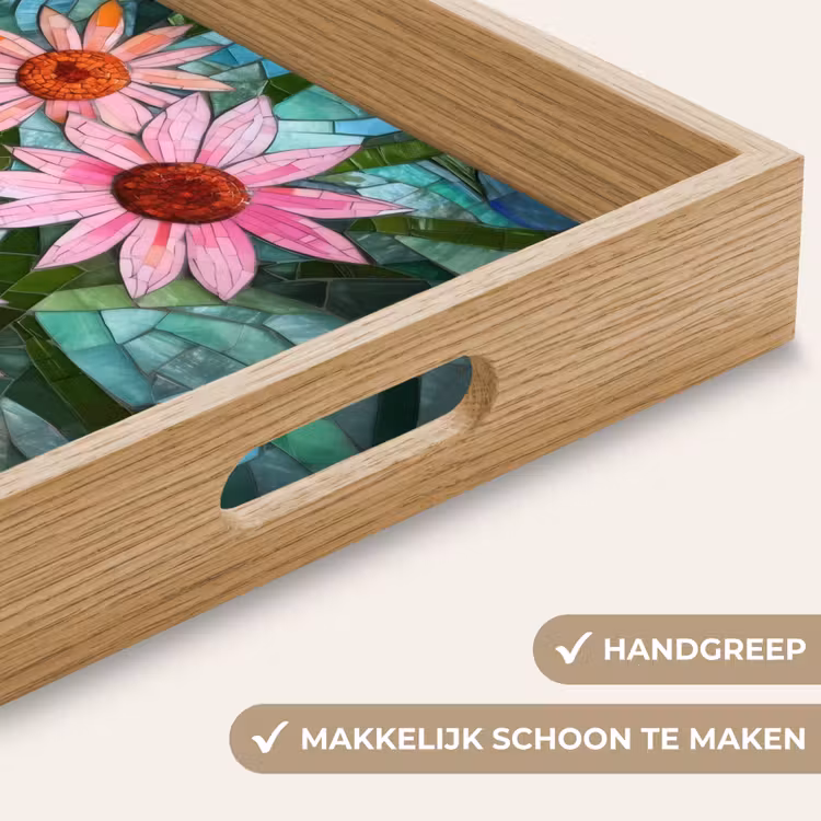 Dienblad - Bloemen - Roze - Glasmozaïek — 5