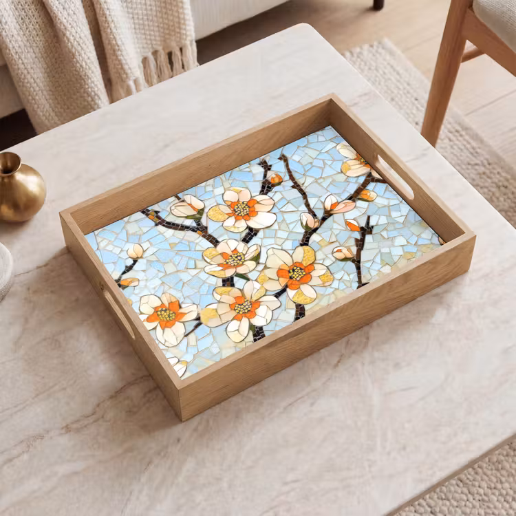 Dienblad - Bloesems - Wit - Mozaïek - Tak — 2