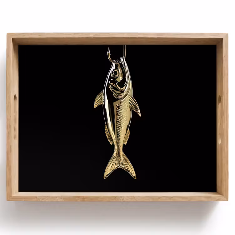Dienblad - Goud - Vis - Haak - Zwart — 1