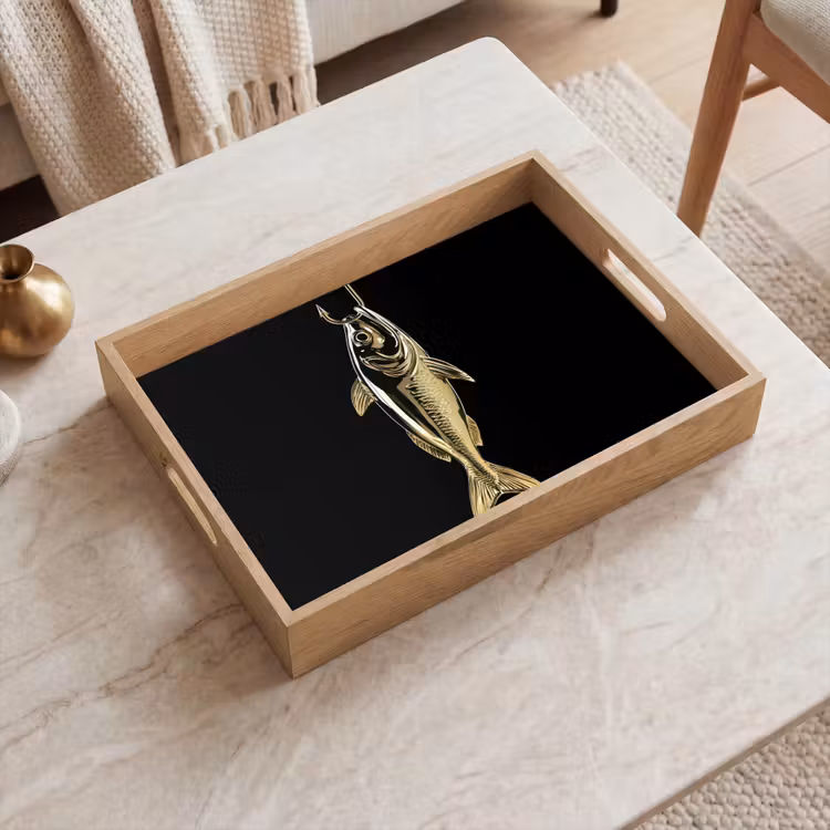 Dienblad - Goud - Vis - Haak - Zwart — 2