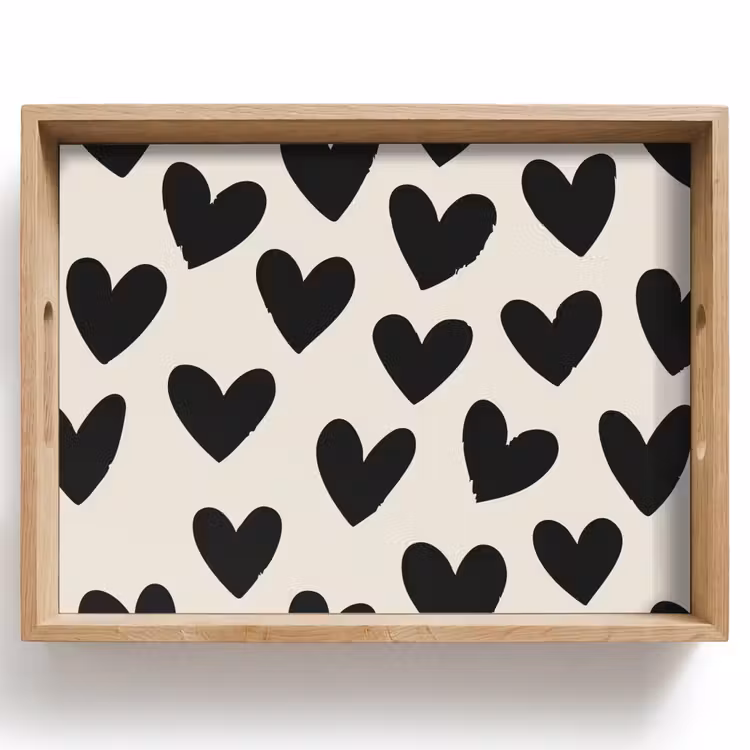 Dienblad - Hartjes - Zwart - Beige — 1
