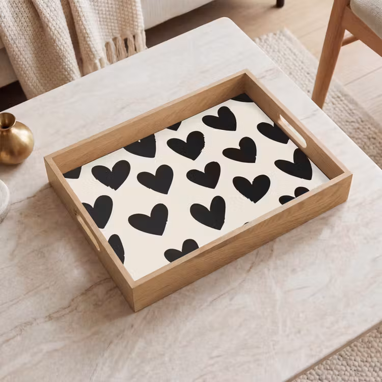 Dienblad - Hartjes - Zwart - Beige — 2