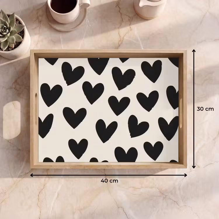 Dienblad - Hartjes - Zwart - Beige — 9
