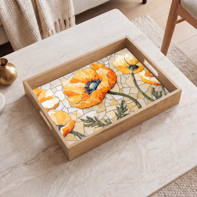 Dienblad - Klaprozen - Oranje - Mozaïek - Bladeren — 2