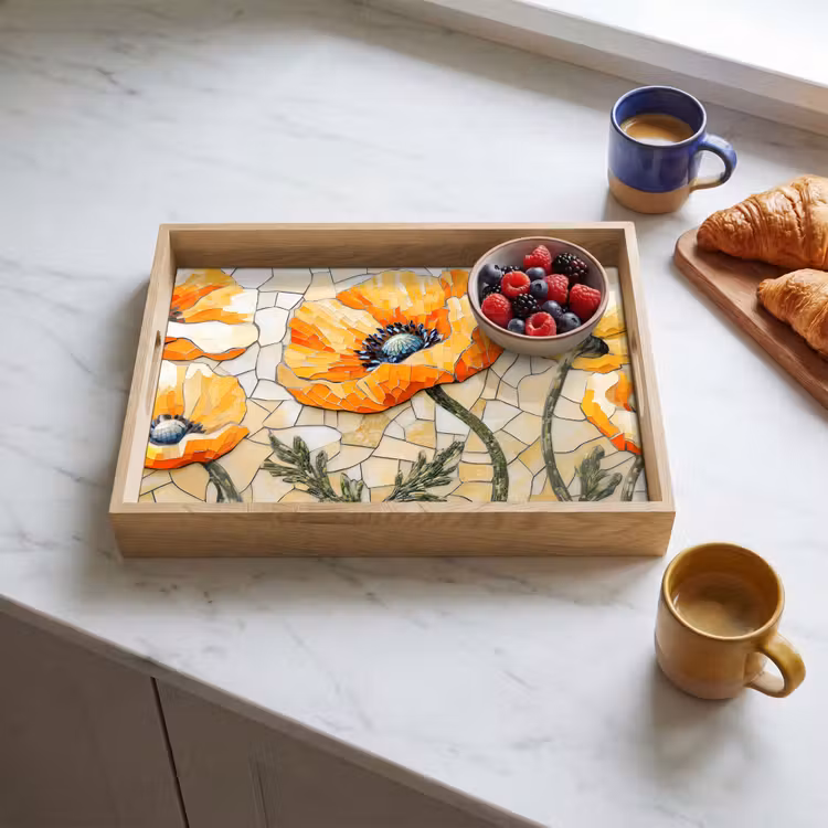 Dienblad - Klaprozen - Oranje - Mozaïek - Bladeren — 4