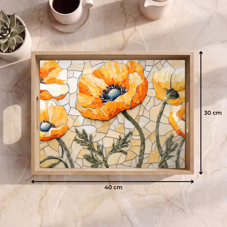 Dienblad - Klaprozen - Oranje - Mozaïek - Bladeren — 9