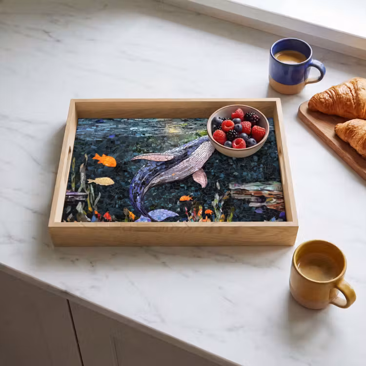 Dienblad - Mozaïek - Walvis - Koraal - Water — 4
