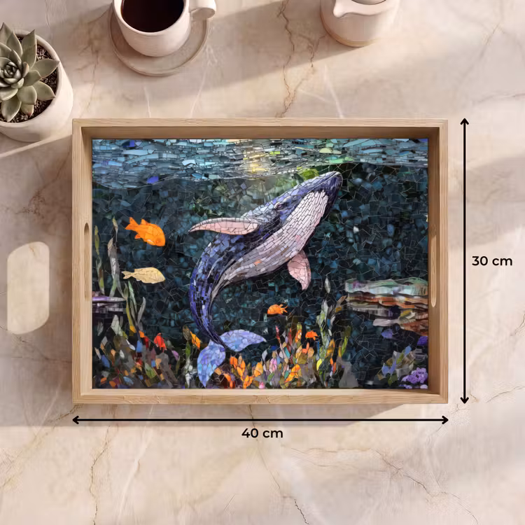 Dienblad - Mozaïek - Walvis - Koraal - Water — 9