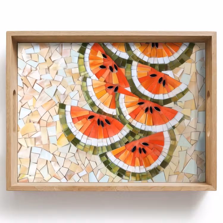 Dienblad - Mozaïek - Watermeloen - Rood - Pitten — 1