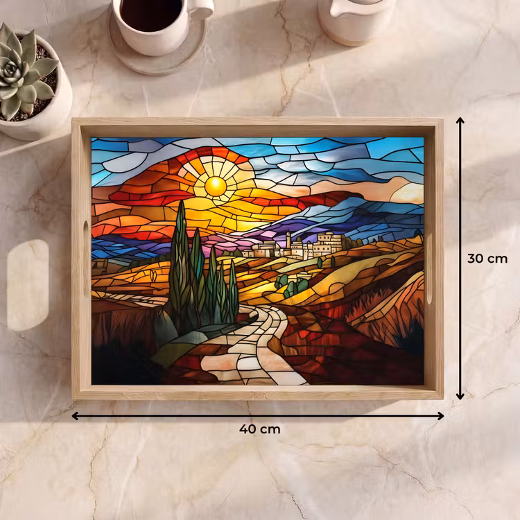 Dienblad - Mozaïek - Zon - Landschap - Dorp — 9